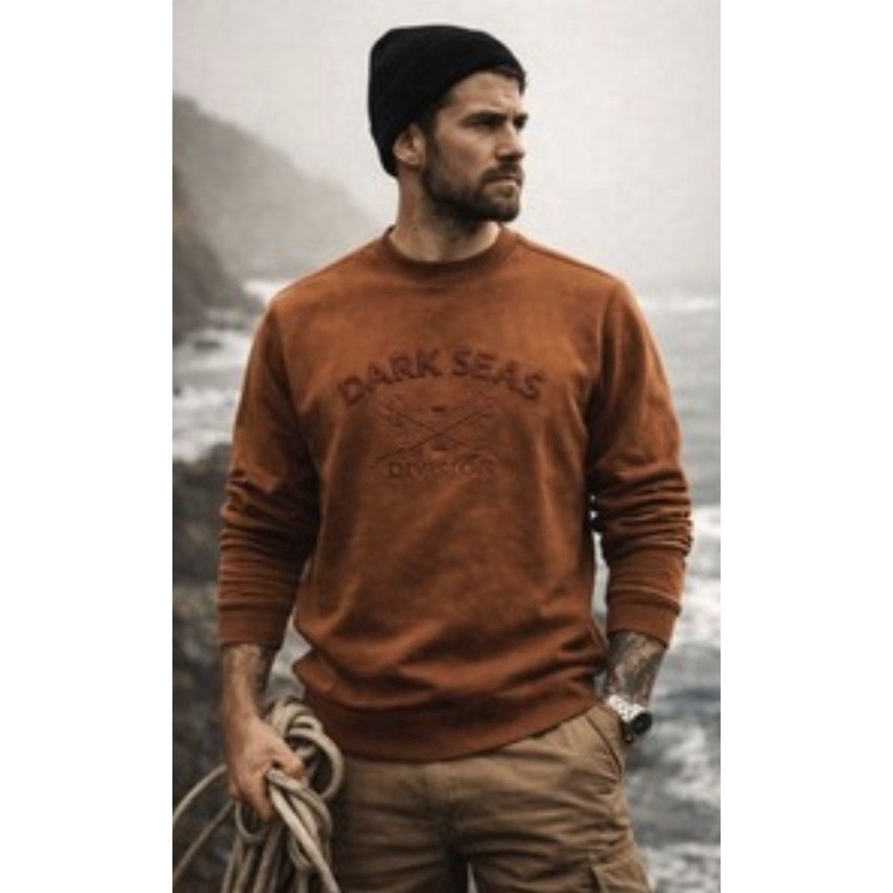 Dark Seas Division Sweatshirt Mens Medium Mason Crew Caramel Heavyweight NEW